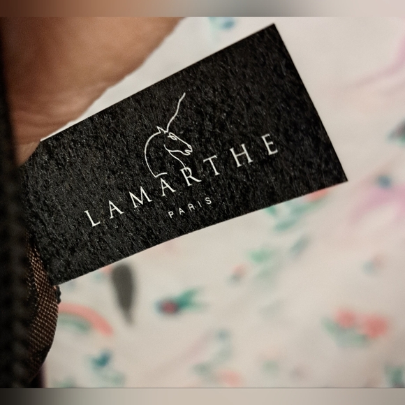 EUC Lamarthe Burgundy Cotton & Black Italian Leather Casual Shoulder Purse Bag - Picture 15 of 16